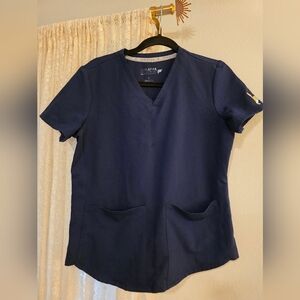 Fabletics Navy Blue Scrub Top Womens Small
